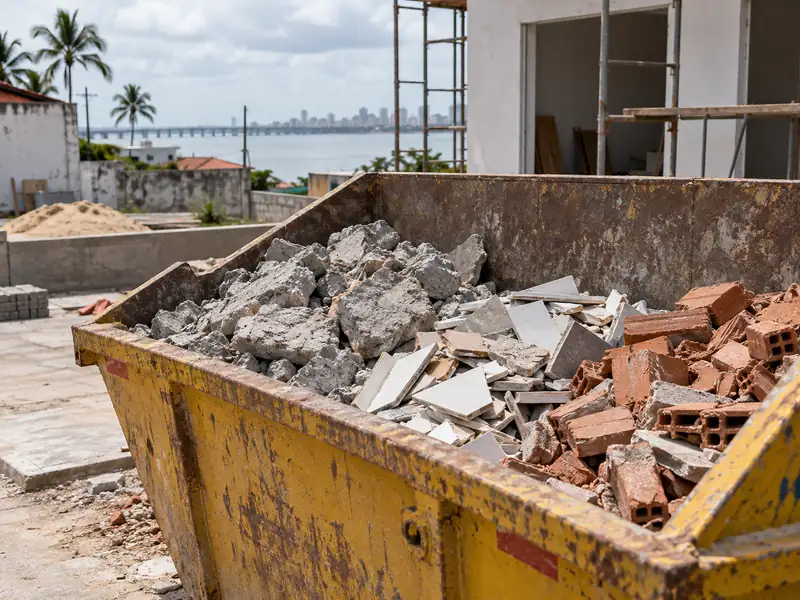 Caçamba para obra de edifício Calhau e separação de resíduos para aluguel de caçamba em Calhau, São Luís